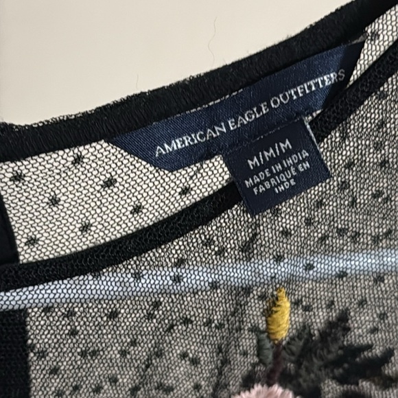American Eagle Outfitters Black and Pink Floral Dress Net Overlay - Picture 7 of 7